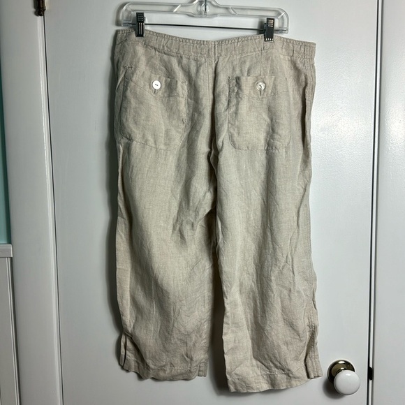 L. L. Bean 100% Linen Tan Capris Size 12 Petite - Picture 5 of 11